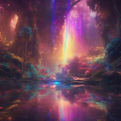 landscape with space for rainbow fantasy world