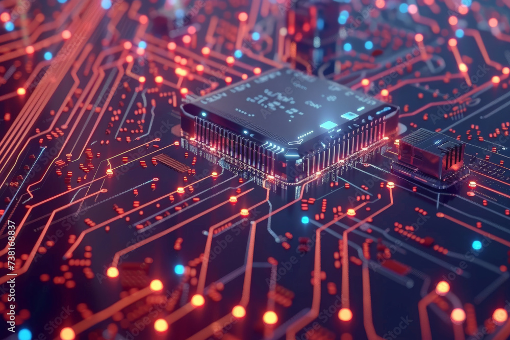 Poster a computer chip is sitting on top of a circuit board