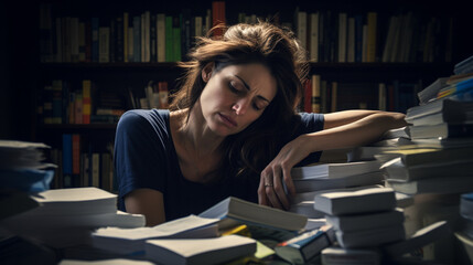 A woman sitting alone, her face contorted in agony as she reaches back to touch her aching spine, the weight of her suffering evident in her posture,