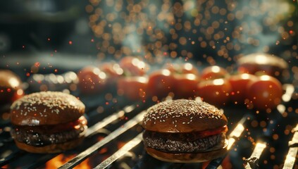 Hamburgers on the grill
