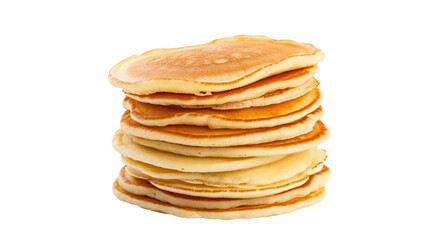 Golden Brown Pancakes Stack on a Plate - Delicious Homemade Breakfast with Sweet Syrup on transparent background - Tasty Morning Brunch Food Photography