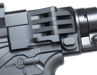 Hinge that allows a rifle to fold for storage or transportation. 