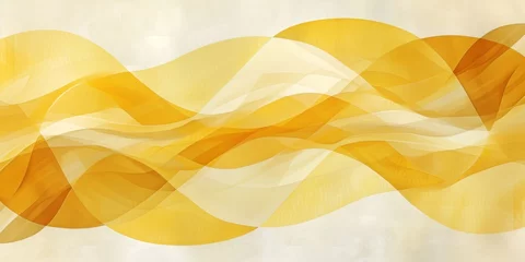Tuinposter Banner watercolor yellow wave fractal line geometry abstract background illustration © Tymofii