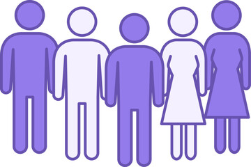 Colored People Icon. Vector Icon of Crowd of People. Corporate Team Group. Concept of Unity of Personnel or Group of People