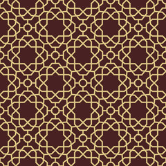 Seamless geometric background for your designs. Modern brown and golden ornament. Geometric abstract pattern
