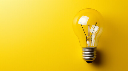 Conceptual Bright Idea with Light Bulb in Yellow Room