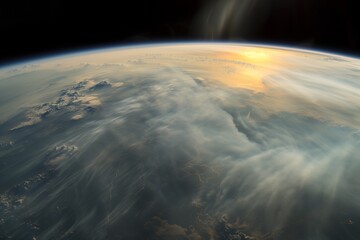 Image of planet Earth covered in smog and smoke