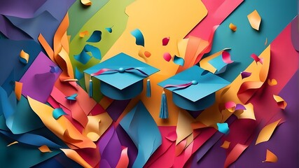 Abstract Backgrounds Reflecting Achievement and Joy, Colorful Abstract Designs for Celebratory Events, Abstract Backgrounds Infused with Achievement and Elegance, Abstract Backdrops for Graduation Cer