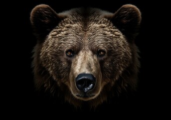 Obraz premium Captivating close-up of a majestic brown bear, showcasing its powerful snout and lush fur in the wild