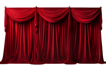 Red Curtain. A photograph of a red curtain set against a clean, Transparent background.