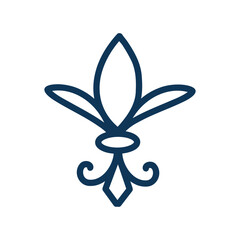 lily flower royal symbols vector icon. Fleur De Lis outline doodle hand drawn. Vector illustration. Design template.