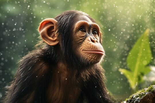 Closeup wildlife photography of a cute ape