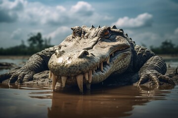 Fototapeta premium Closeup of a deadly crocodile