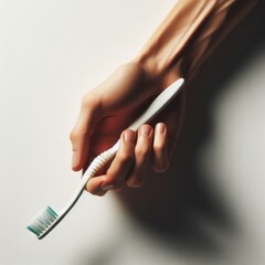 hand with toothbrush
