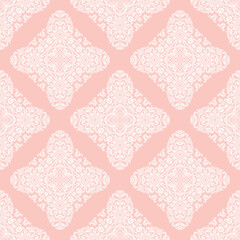 Classic seamless pattern. Damask pink and white orient ornament. Classic vintage background. Orient pattern for fabric, wallpapers and packaging