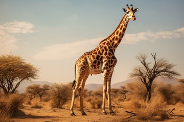 Obraz premium A giraffe in a wildlife safari