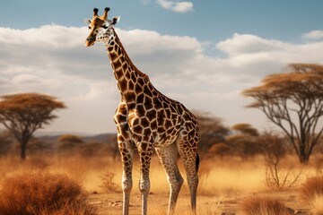 A giraffe in a wildlife safari