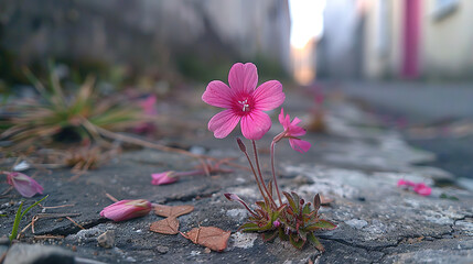 flowers in concrete