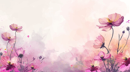 Obraz na płótnie Canvas Watercolor floral background. Hand painted watercolor flowers. Hand drawn vector art. 