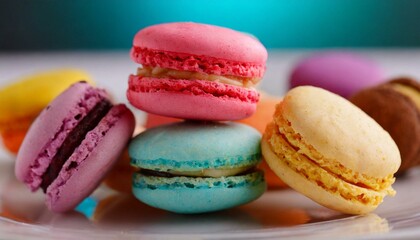 Macro shot of colorful macaroons 