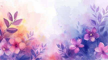 Watercolor floral background. Hand painted watercolor flowers. Hand drawn vector art.	