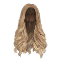 Naklejka premium 3d render princess style wavy blonde hair isolated