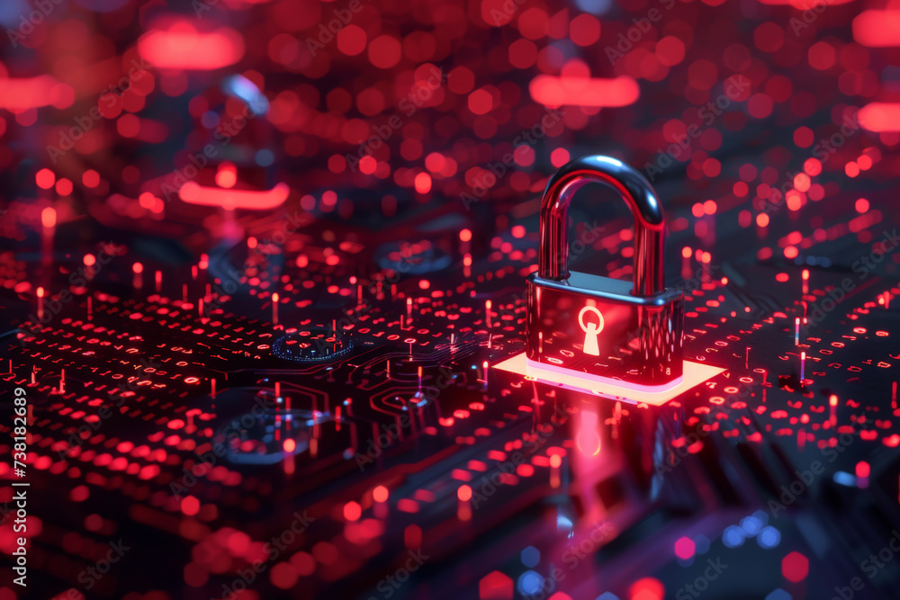 Aufkleber a padlock with a keyhole in the middle of a circuit board