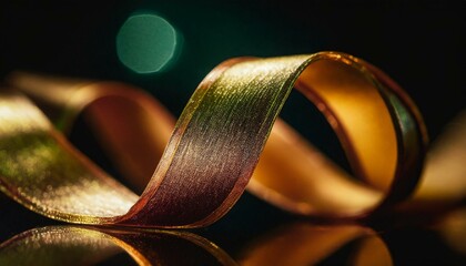 Gold Ribbon Elements on Dark Background