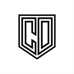 CD Letter Logo monogram shield geometric line inside shield isolated style design