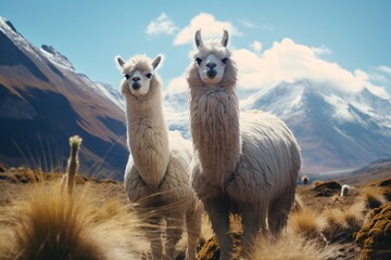 Fototapeta premium alpaca in the mountains