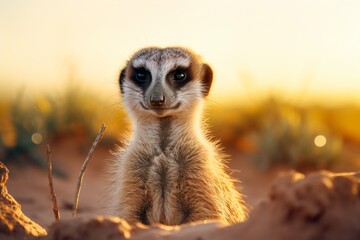 Fototapeta premium A cute meerkat in wildlife safari