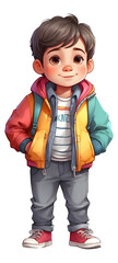 cute boy wearing colorful hoodie t-shirt design