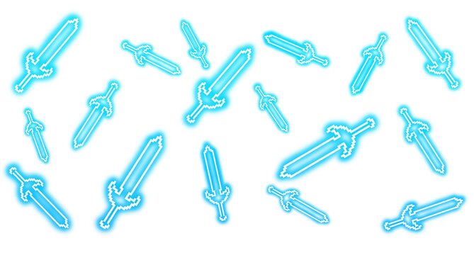 Pixel art blue glowing sword circle pattern