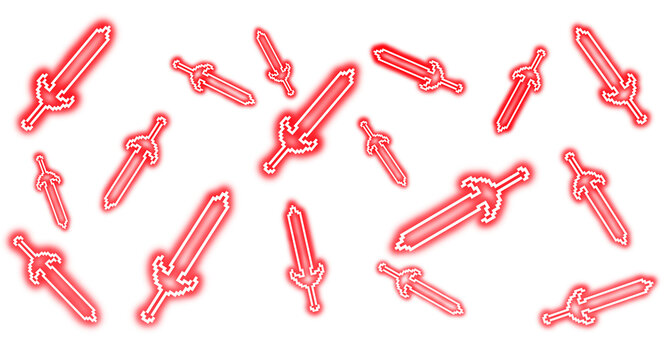 Pixel art red glowing sword circle pattern