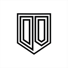 DO Letter Logo monogram shield geometric line inside shield isolated style design