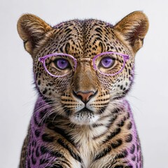portrait of a leopard on white