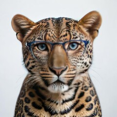 portrait of a leopard on white