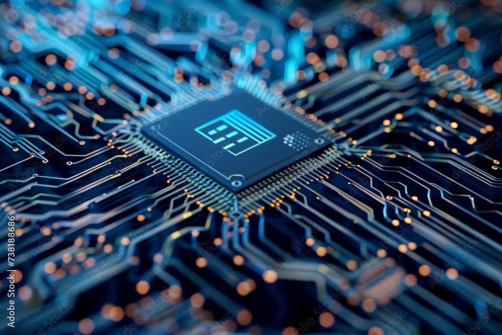 Poster a close up of a cpu on a circuit board