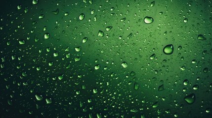 The background of raindrops is in Green color.