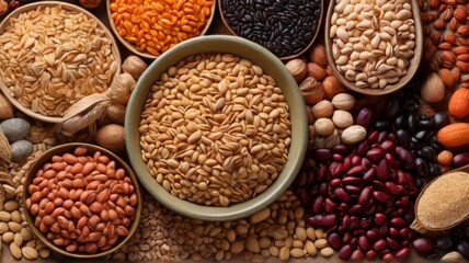 An overhead shot of background texture composed of a variety of grains