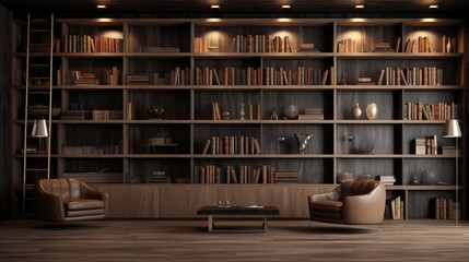 The background of the bookcases is in Coffee Brown color