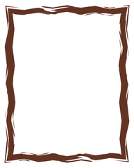 Old worn frame isolated on white. Brown rectangular frame in vector. Frame for text, picture, photo	