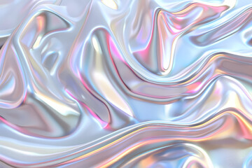 Wavy sheet colorful light in the style of kaleidoscope effects. Iridescent, vibrant, colorful, holographic , rainbowcore background
