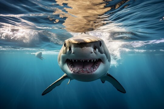 Closeup of the jaws of a deadly shark