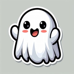 illustrated cute ghost sticker with white background