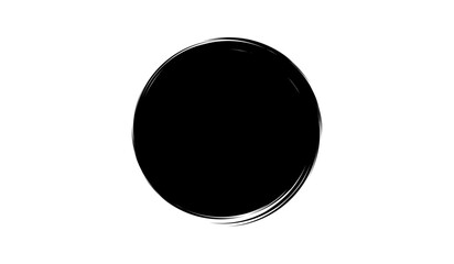 Grunge circle made of black paint. Grunge circle made of black ink using art brush. Grunge oval shape made for your project.