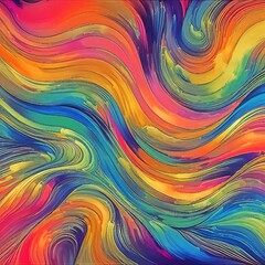 Wave Background Painting Abstract Wallpaper decoration. A dynamic painting of a crashing wave with vibrant blue, orange, yellow and pink hues