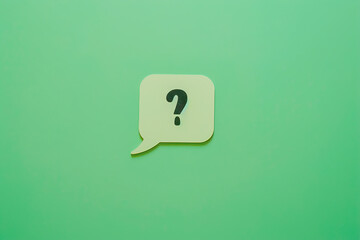Question Mark on Green Background. Ask Symbol. Speech Bubble.