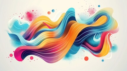 Abstract flowing wavy lines. Colorful dynamic wave