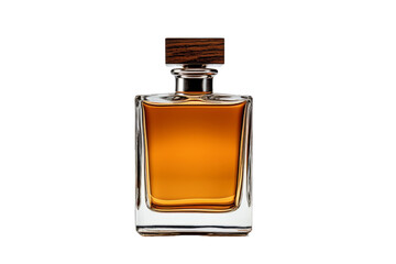 Bottle of Perfume. A bottle of perfume stands on a plain Transparent background, showcasing its elegant design and scent.